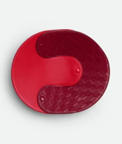 Bottega Veneta Interlocking Leather Tray - M Vernis/dark red Hot