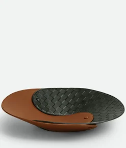 Bottega Veneta Interlocking Leather Tray - L Cognac/dark green Sale