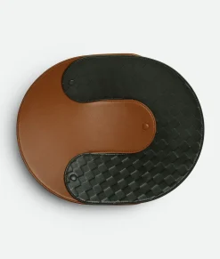 Bottega Veneta Interlocking Leather Tray - L Cognac/dark green Sale