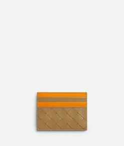 Bottega Veneta Intrecciato 15 Credit Card Case Dark praline/ tangerine New