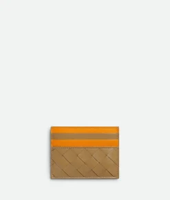 Bottega Veneta Intrecciato 15 Credit Card Case Dark praline/ tangerine New