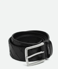 Bottega Veneta Intrecciato Belt Black Clearance