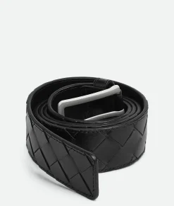 Bottega Veneta Intrecciato Belt Black Clearance