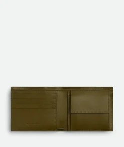 Bottega Veneta Intrecciato Bi-Fold Wallet With Coin Purse Shadow/olive oil New
