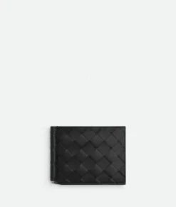 Bottega Veneta Intrecciato Bill Clip Wallet Black New