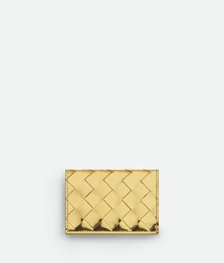 Bottega Veneta Intrecciato Business Card Case Gold Sale