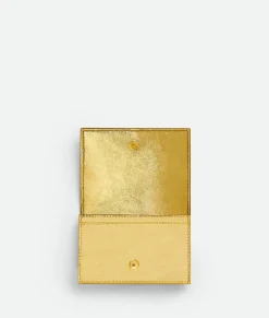 Bottega Veneta Intrecciato Business Card Case Gold Sale