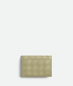 Bottega Veneta Intrecciato Business Card Case Travertine / New sauge Discount