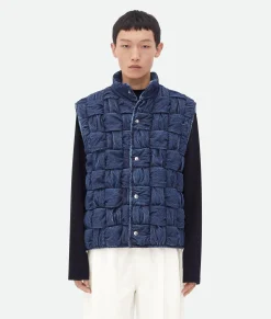 Bottega Veneta Intrecciato Denim Gilet Indigo Clearance