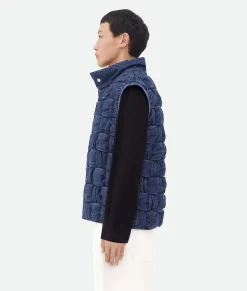 Bottega Veneta Intrecciato Denim Gilet Indigo Clearance