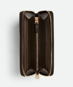 Bottega Veneta Intrecciato Diagonal Large Zip Around Wallet Fondant/natural Best