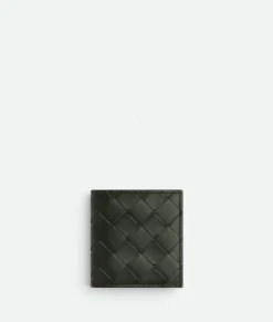 Bottega Veneta Intrecciato Folded Coin Purse Dark green / Travertine Best