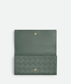 Bottega Veneta Intrecciato Large Flap Wallet Aloe Hot