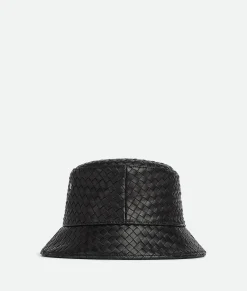 Bottega Veneta Intrecciato Leather Bucket Hat Black Clearance