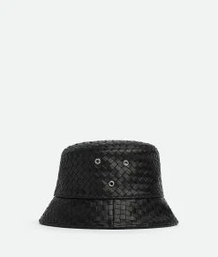 Bottega Veneta Intrecciato Leather Bucket Hat Black Clearance