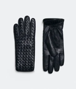 Bottega Veneta Intrecciato Leather Gloves Abyss