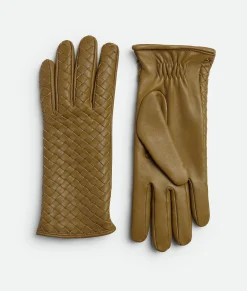 Bottega Veneta Intrecciato Leather Gloves Acorn Best