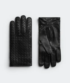 Bottega Veneta Intrecciato Leather Gloves Black New
