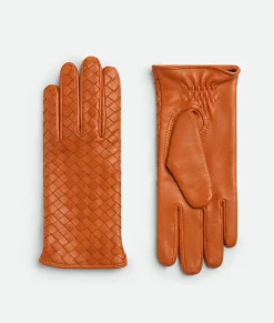 Bottega Veneta Intrecciato Leather Gloves Brick Online
