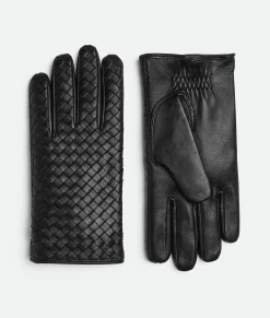 Bottega Veneta Intrecciato Leather Gloves Black New