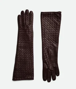 Bottega Veneta Intrecciato Leather Midi Gloves Oxblood Online