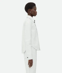 Bottega Veneta Intrecciato Leather Shirt Optic white Sale