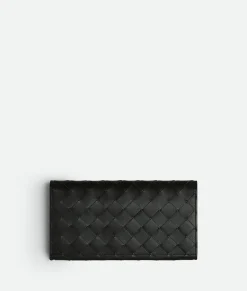 Bottega Veneta Intrecciato Long Wallet With Coin Purse Black grass Online