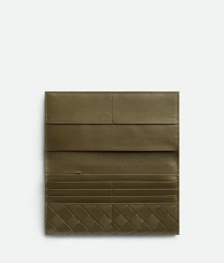 Bottega Veneta Intrecciato Long Wallet With Coin Purse Mud Sale