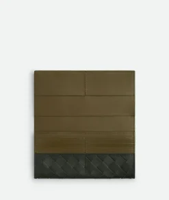 Bottega Veneta Intrecciato Long Wallet With Coin Purse Dark green / Mud Discount