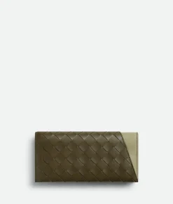 Bottega Veneta Intrecciato Oblique Long Wallet Mustard/travertine Best