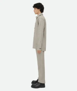 Bottega Veneta Intrecciato Relaxed Leather Shirt Metallic mist Clearance