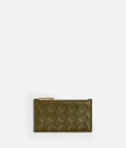 Bottega Veneta Intrecciato Slim Zipped Card Case Olive oil