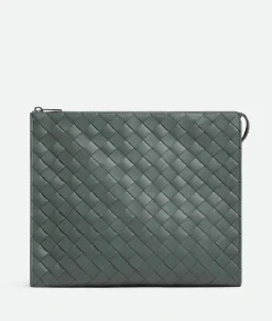 Bottega Veneta Intrecciato Standing Pouch Slate Discount