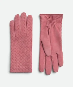 Bottega Veneta Intrecciato Suede Leather Gloves Cherry blossom Hot