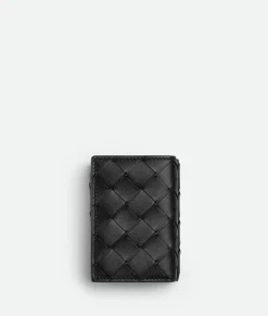 Bottega Veneta Intrecciato Tiny Tri-Fold Wallet Black grass Discount