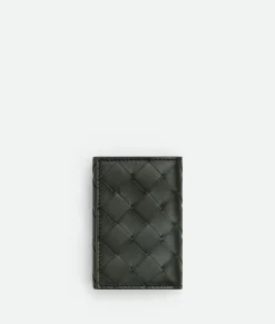 Bottega Veneta Intrecciato Tiny Tri-Fold Wallet Dark green / Travertine Best