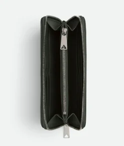 Bottega Veneta Intrecciato Zip Around Wallet Dark green Clearance