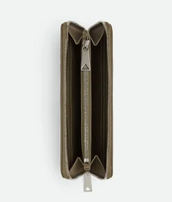 Bottega Veneta Intrecciato Zip Around Wallet Mud New
