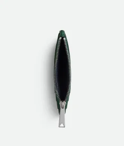 Bottega Veneta Intrecciato Zippered Card Case Emerald green/space Online