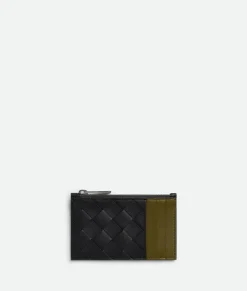 Bottega Veneta Intrecciato Zippered Card Case Shadow/olive oil Hot