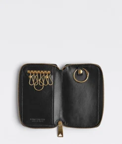 Bottega Veneta Intrecciato Zippered Key Case Black Discount