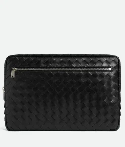 Bottega Veneta Intrecciato Zippered Laptop Sleeve Black Clearance