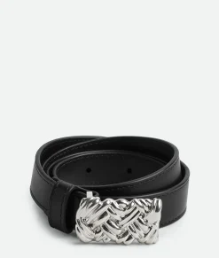Bottega Veneta Intreccio Belt Black Clearance