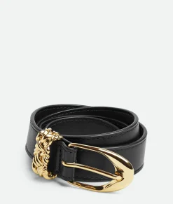 Bottega Veneta Intreccio Loop Belt Black Hot