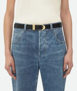 Bottega Veneta Intreccio Loop Belt Black Hot