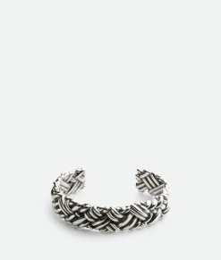 Bottega Veneta Intreccio Medium Cuff Bracelet Silver Hot