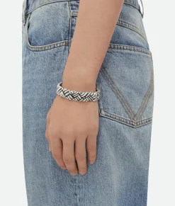 Bottega Veneta Intreccio Medium Cuff Bracelet Silver Hot