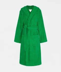 Bottega Veneta Intreccio Pattern Cotton Bathrobe Grass Hot