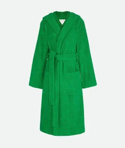 Bottega Veneta Intreccio Pattern Cotton Bathrobe Grass Hot
