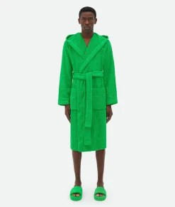 Bottega Veneta Intreccio Pattern Cotton Bathrobe Grass Hot